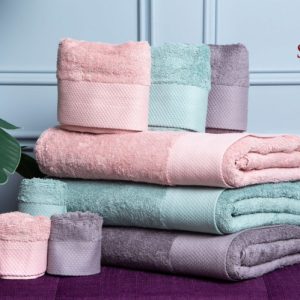 HAND TOWEL WITH DOBBY BORDER 16S (AQUA GREEN)